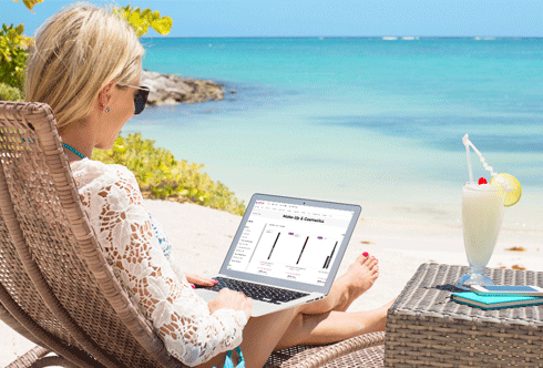 business-woman-working-on-beach business-woman-working-on-beach